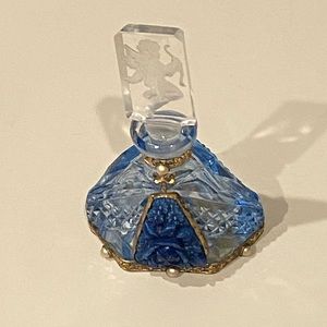 Vintage Czech Crystal Perfume Bottle with Cupid Etched Stopper